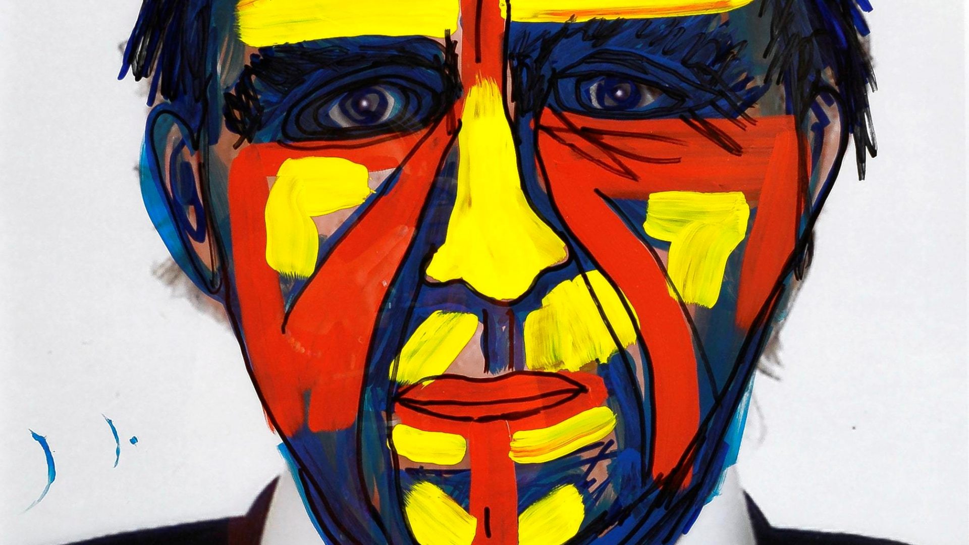 Jimmie Durham, Painted Self-Portrait, 2007, acrylic and sharpie on color photo, 83.5 x 61 cm, Courtesy Christine König Galerie, Vienna