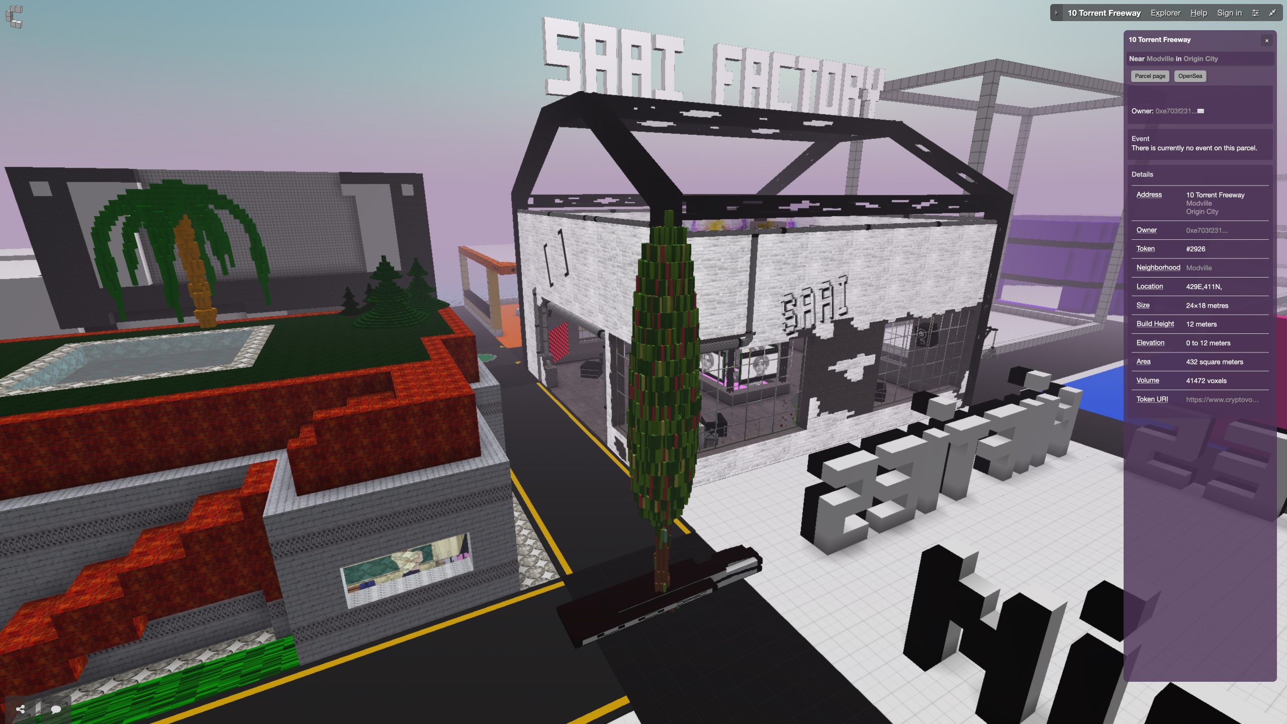 SAAI Factory, CryptoVoxels, Christoph Faulhaber